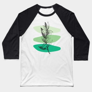 Green tone Abstract Shapes leaves flower design Baseball T-Shirt